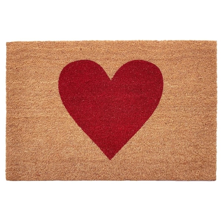Configuracion 17 x 29 in. Heart Rectangular Doormat Natural & Red CO2209765